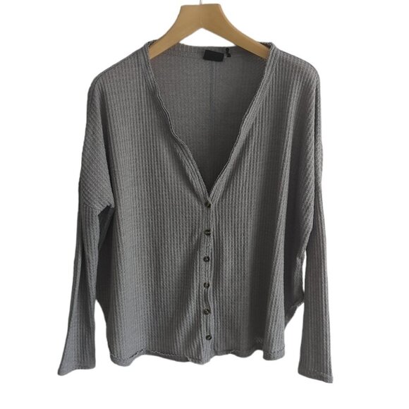 Urban Outfitters Jojo Oversized Thermal Button Down Shirt - Picture 3 of 6